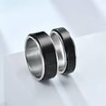 thumbnail image 3 of 6mm/8mm Black Polished Band Spinner Ring Men's Stainless Steel Ring Size 5-13, 3 of 6