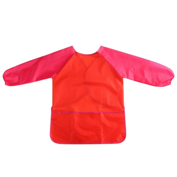Minnieouse Cubierta de manga larga para niños Color sólido y resistente a la suciedad Cubierta de pintura para niños Accesorios de disfraces rojo S