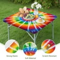 thumbnail image 4 of Rainbow Tie Dye Sunburst Square Fitted Tablecloth with Elastic Edge,Square Table Cover,Washable Elastic Table Cover for Home Kitchen Party Decor 34"x34", 4 of 6