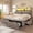 Gray, variant on Twin Bed Frame with 5 Storage Drawers and Charging Station, Farmhouse Wooden Platform Bed Frame with Barn Door Headboard and Hidden Compartment, No Box Spring Needed, Brown