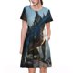 thumbnail image 1 of Disketp Wild Blue Cool Dragon para Vestido de Manga Corta para Mujeres, Vestidos de Verano para Mujeres, Casual y Holgado para la Playa, 1 of 6
