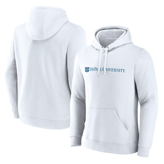 Men's Fanatics  White DePaul Blue Demons Primary Logo Pullover Hoodie