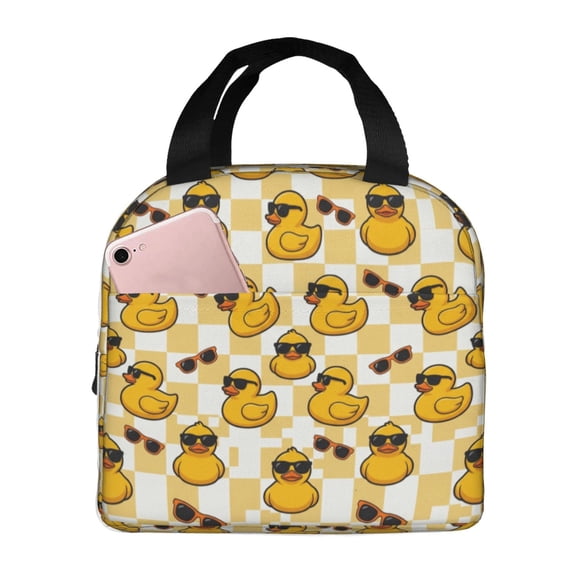 Duck Lunch Box, Cute Rubber Duck Artwork, Portable Reusable Cooler Tote For Travel, Office And Everyday Carry