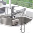 thumbnail image 1 of Organizador de soporte de esponja de metal inoxidable | Fregadero de hierro colgante Caddy | Estante de almacenamiento de cocina montado en grifo | Diseño Drenante, Antideslizante, Negro/Blanco, 1 of 7