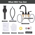 thumbnail image 4 of Matte Black Bathroom Faucet 3 Hole, WOWOW 8 Inch Widespread Bathroom Faucet, 2 Handles Bathroom Sink Faucet with Pon Up Drain and cUPC Supply Lines, 360 Swivel Faucet for Bathroom Sink, 4 of 7