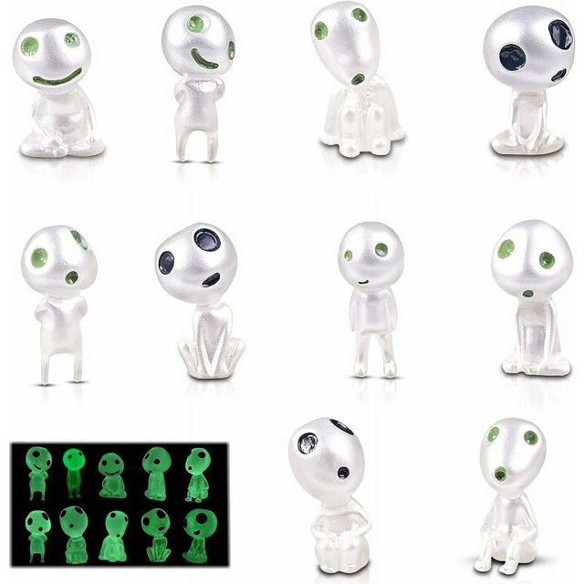 Princesa Mononoke de resina, 10 piezas Princesa Mononoke Figura iluminada Princesa Mononoke Elfos de árbol iluminados Elfos de resina iluminados, para decoraciones de hogar y jardín