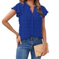 thumbnail image 2 of Fesfesfes Womens Summer Tops Fashion Womens Summer V-Neck Solid Short Sleeve Sexy Top Blouse Going Out Top L(US:8), 2 of 9