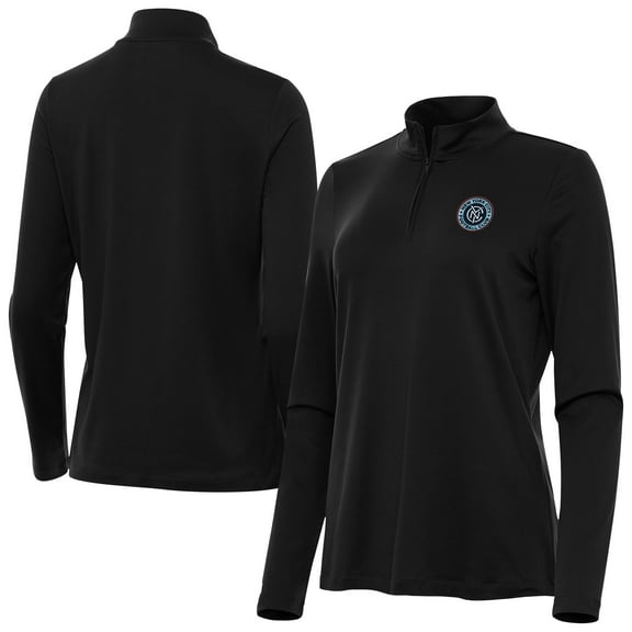 Women's-Antigua  Black New York City FC Reprocess Quarter-Zip Pullover