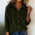 thumbnail image 5 of Otntypg Corduroy Hoodie Jackets for Women Fashion Fall Spring Long Sleeve Drawstring Button Down Shacket Outwear Tops Thick Warm Hooded Pullover Sweatshirts with Pockets Army Green M, 5 of 10