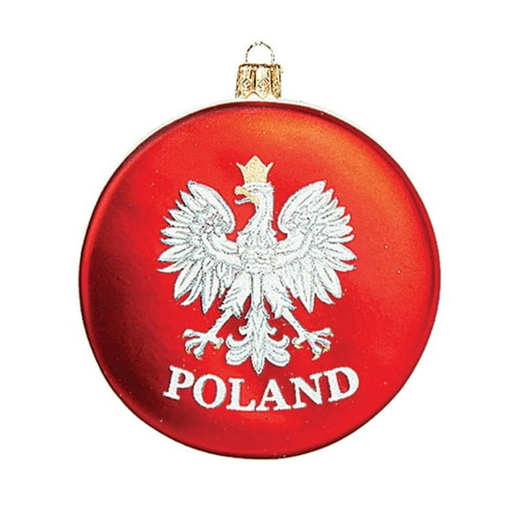 Poland Disk with Eagle Polish Blown Glass Christmas Ornament  Tree Decoration