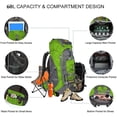 thumbnail image 2 of Hiking Backpack 60L NACATIN Lightweight Mountaineering Backpack, Climbing Rucksack for Travel, Water-Resistant, Green, 2 of 7
