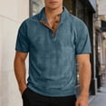 thumbnail image 2 of T Shirts for Man Short Sleeve Crewneck Henley Shirt Lightweight Blue T Shirts with Button Men Summer Shirts, 2 of 9