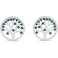 thumbnail image 2 of Guru Jewellers 925 Sterling Silver 1Ct Round Cut Emerald Tree Push Back Stud Earring's 14K White Gold Plated For Women's, 2 of 4