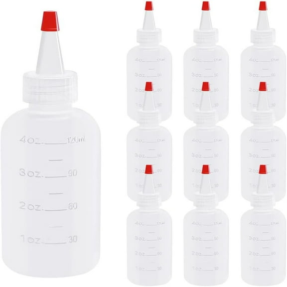 10 Pcs 4 Ounce  Plastic Squeeze Bottles With Caps Plastic Small Dispensing Bottles Crafts, Art, Glue, Kitchen
