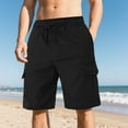 thumbnail image 2 of BXINGOHAI Men's Cargo Shorts with Elastic Waistband - Work Shorts with Pockets no Lined Stretch Outdoor Hiking Shorts Black,2XL, 2 of 6