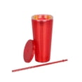 thumbnail image 3 of Vaso Con Popote Mainstays Textura Rojo 700 ml, 3 of 3