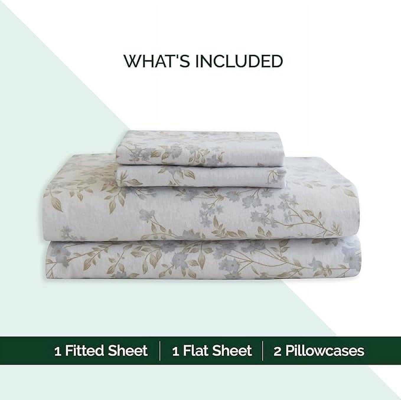 Elegant Comfort - 4 PIECE Holiday Christmas Flannel Cotton Sheet Set, Deep Pocket Fitted - Twin XL, Maya Flower