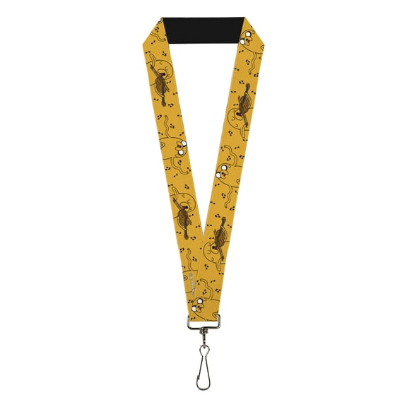 Cartoon Network Lanyard, Adventure Time Jake Dancing and Violin Poses Yellow, Elastic