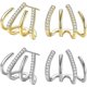 thumbnail image 1 of Orejas De Garra Para Mujer, Pendientes De Circonitas, Orejas De Regalo De Misa De Plata, Oro (2 Pares), 1 of 5
