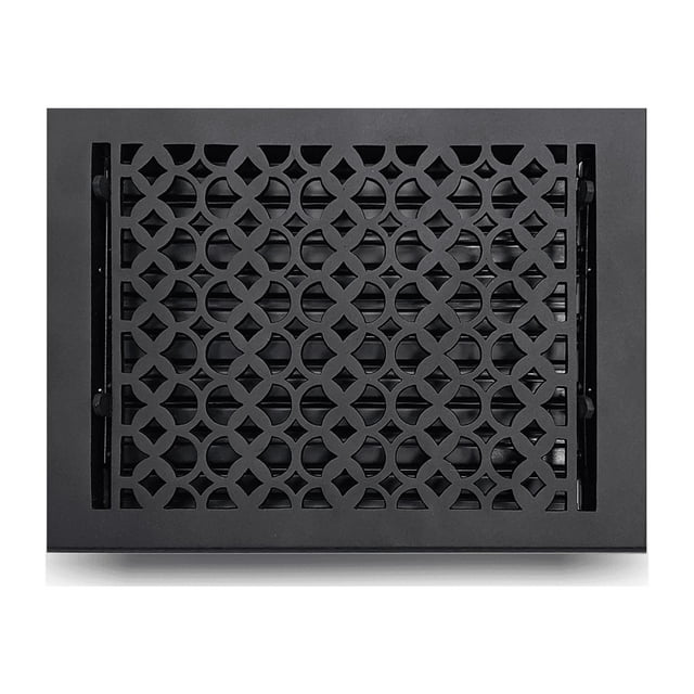 8x12 Floor Vent Cover Register with Damper VR100 – Tudor Mushroom Design, Cast Aluminum, Powder Coated, Repaintable – For Floors, Walls & Ceilings