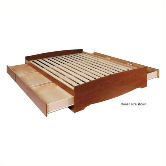 Bowery Hill Queen Platform Storage Bed In Cherry Com