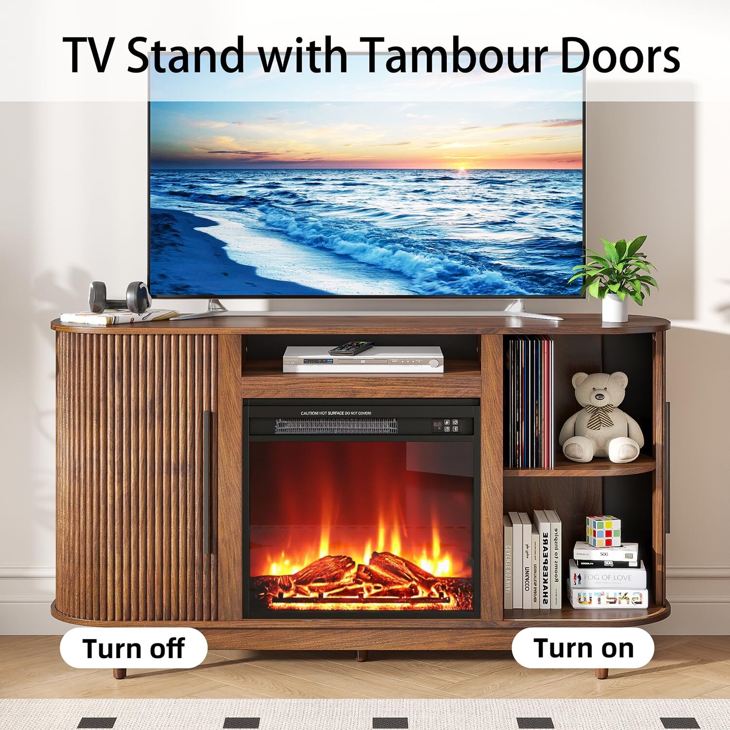 Fireplace TV Stand, Tall Entertainment Center for TVs up to 70