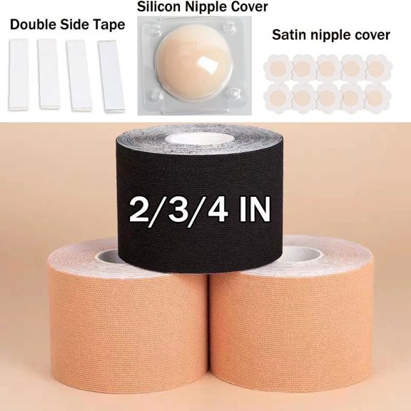 Boob Tape Kit Breast Tape Lift Breathable Boobytape (Skin Friendly), Bra Tape, Nipple Tape for Large Breasts, Beige