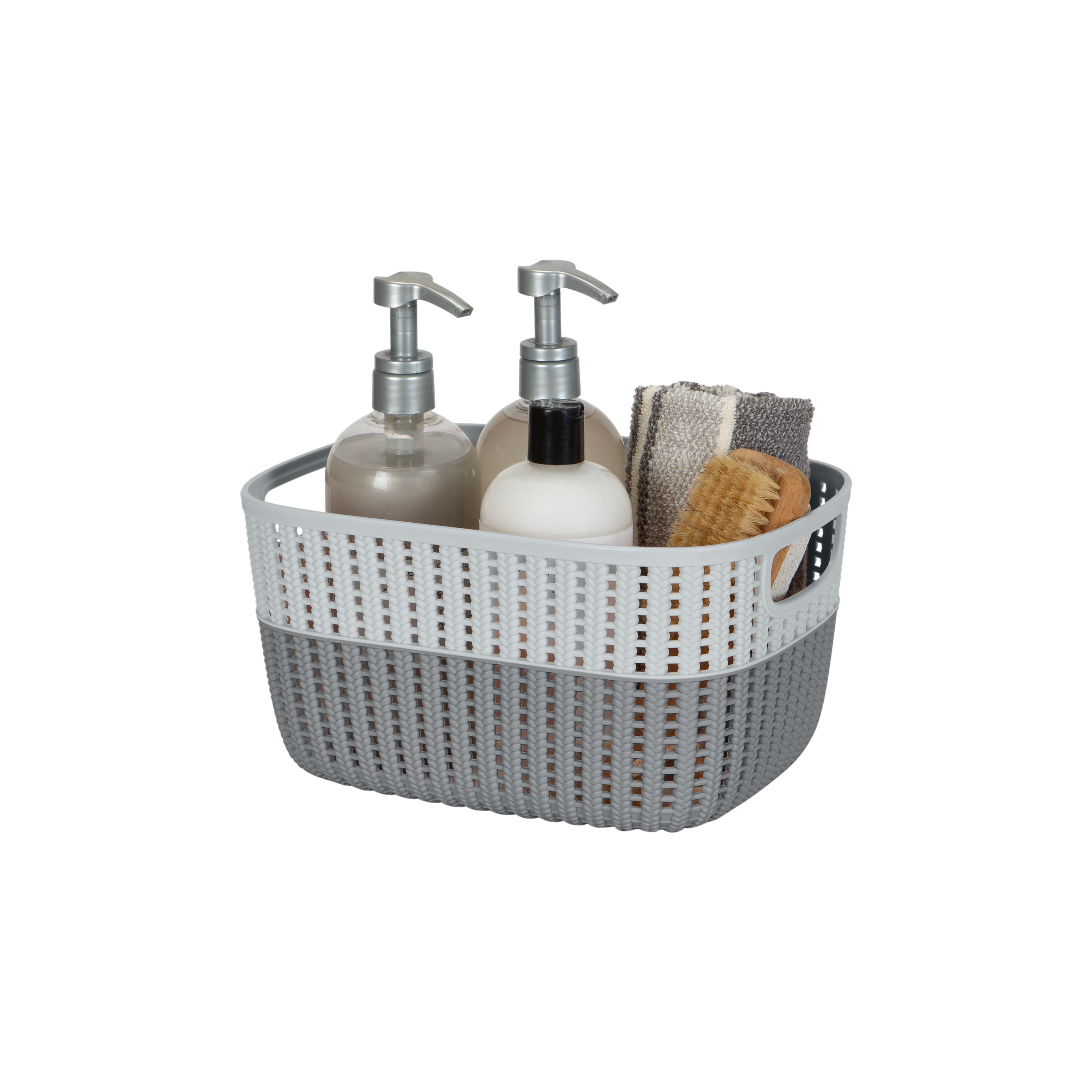 Simplify 2 Pack 2-Tone Decorative Plastic Medium Storage Basket in Grey