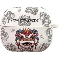 Compatible with Samsung Galaxy Buds 3 & Galaxy Buds 3 Pro,Cute Cool Lion Design Headphone Earbuds Protective Case with Keychain (White)