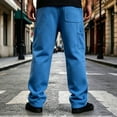thumbnail image 6 of Gamivast Cargo Sweatpants for Men with Multiple Pockets Soft Heavyweight Baggy Loose Fit Open Bottom Utility Pants for Work Streetwear Travel Lounge and Everyday Casual Wear Blue L, 6 of 7