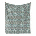 thumbnail image 1 of Ethnic Soft Flannel Fleece Blanket, Traditional Mosaic Ottoman Effects Along Oriental Moroccan Symmetric Theme, Cozy Plush for Indoor and Outdoor Use, 50" x 60", Brown and Azure Blue, by Ambesonne, 1 of 5
