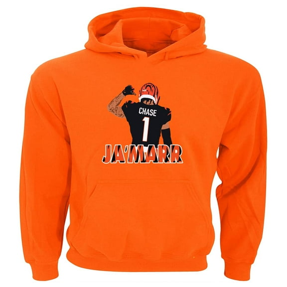 ORANGE Bengals Ja'Marr Chase Jamarr Pic Hooded Sweatshirt ADULT