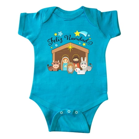 

Inktastic Feliz Navidad Cute Nativity Scene Gift Baby Boy or Baby Girl Bodysuit