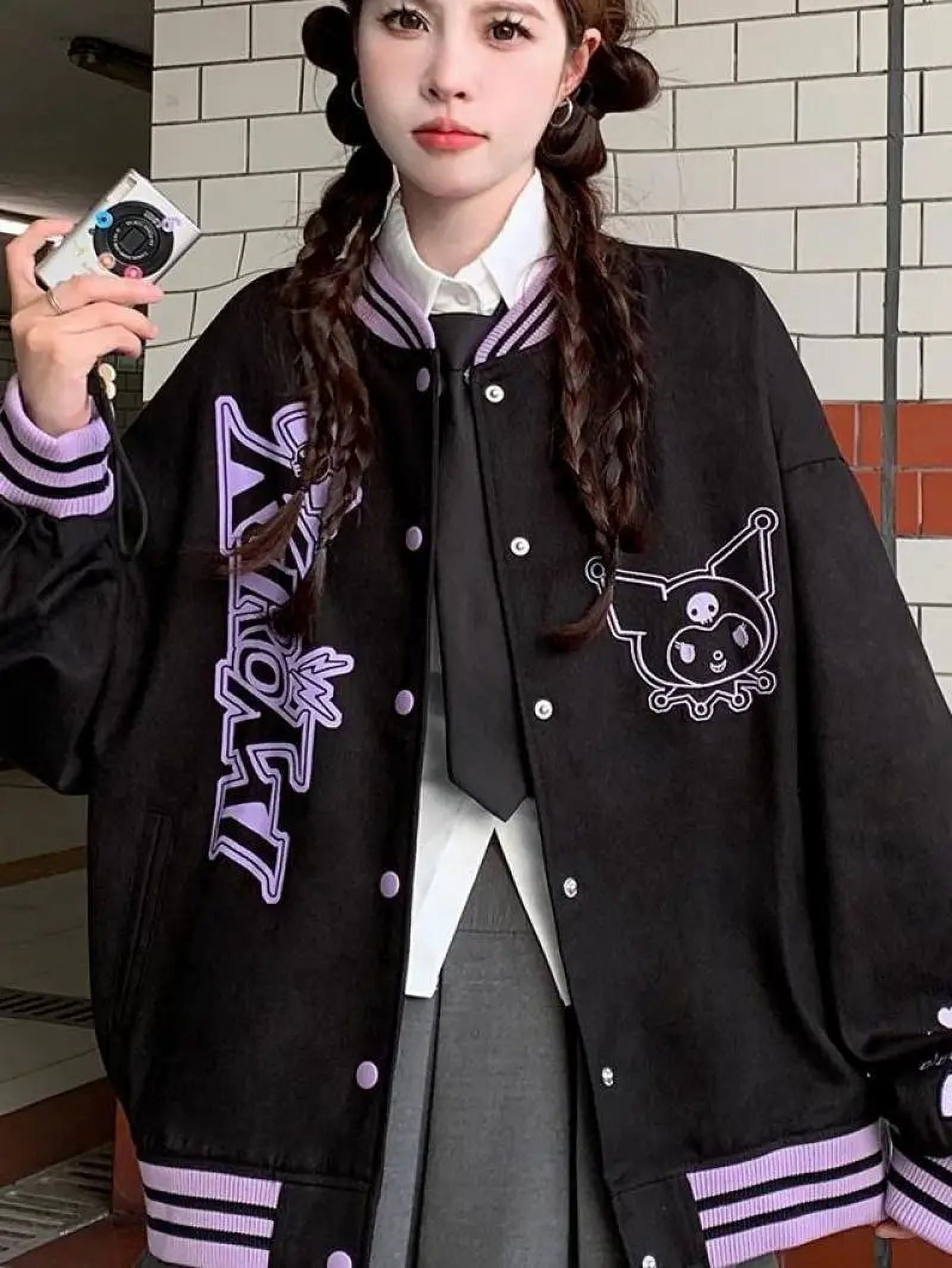 Y2K Sanrio Kuromi Jacket Women Oversized Harajuku Fashion Baseball