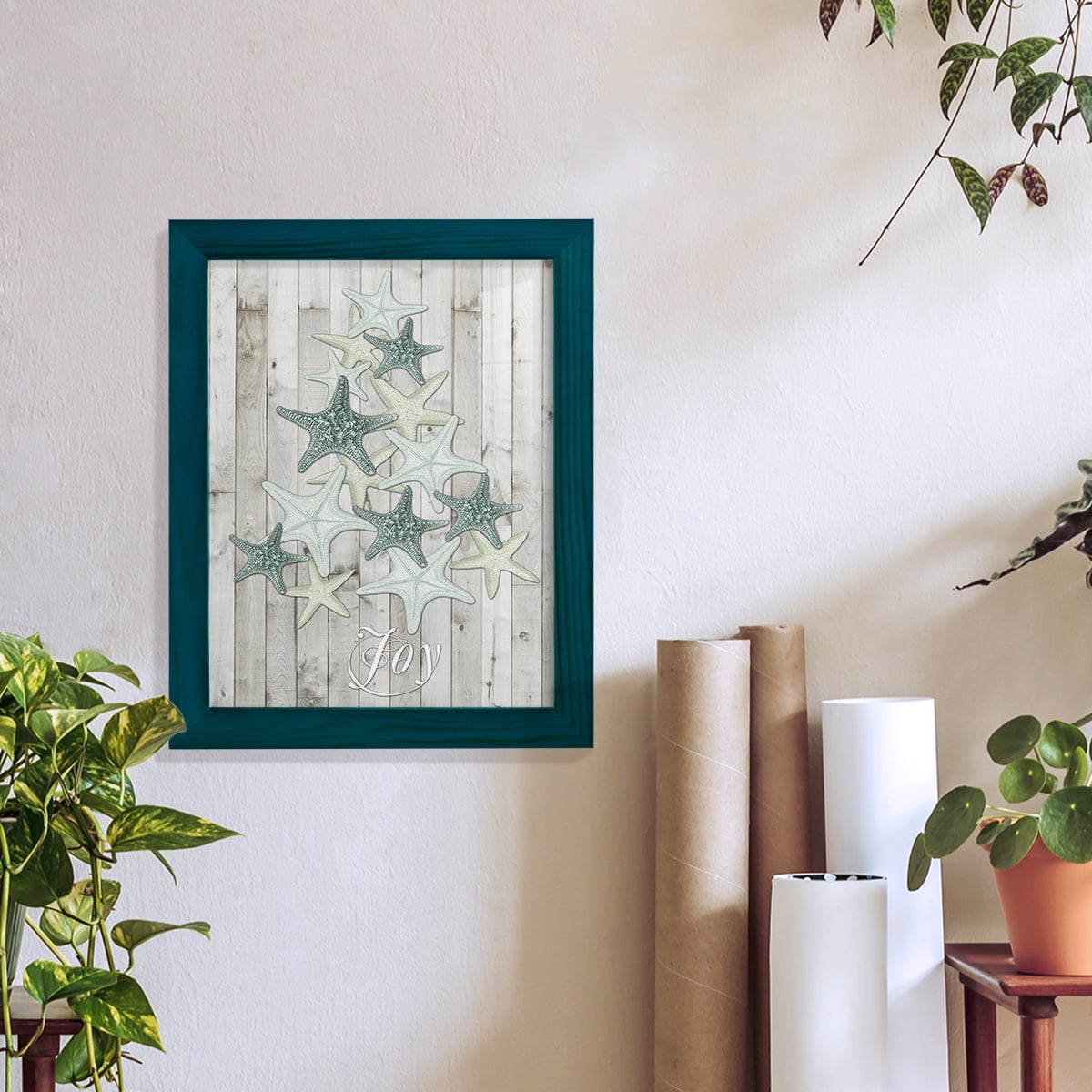 Coastal Christmas III -Framed Print w/glass-Ocean Blue