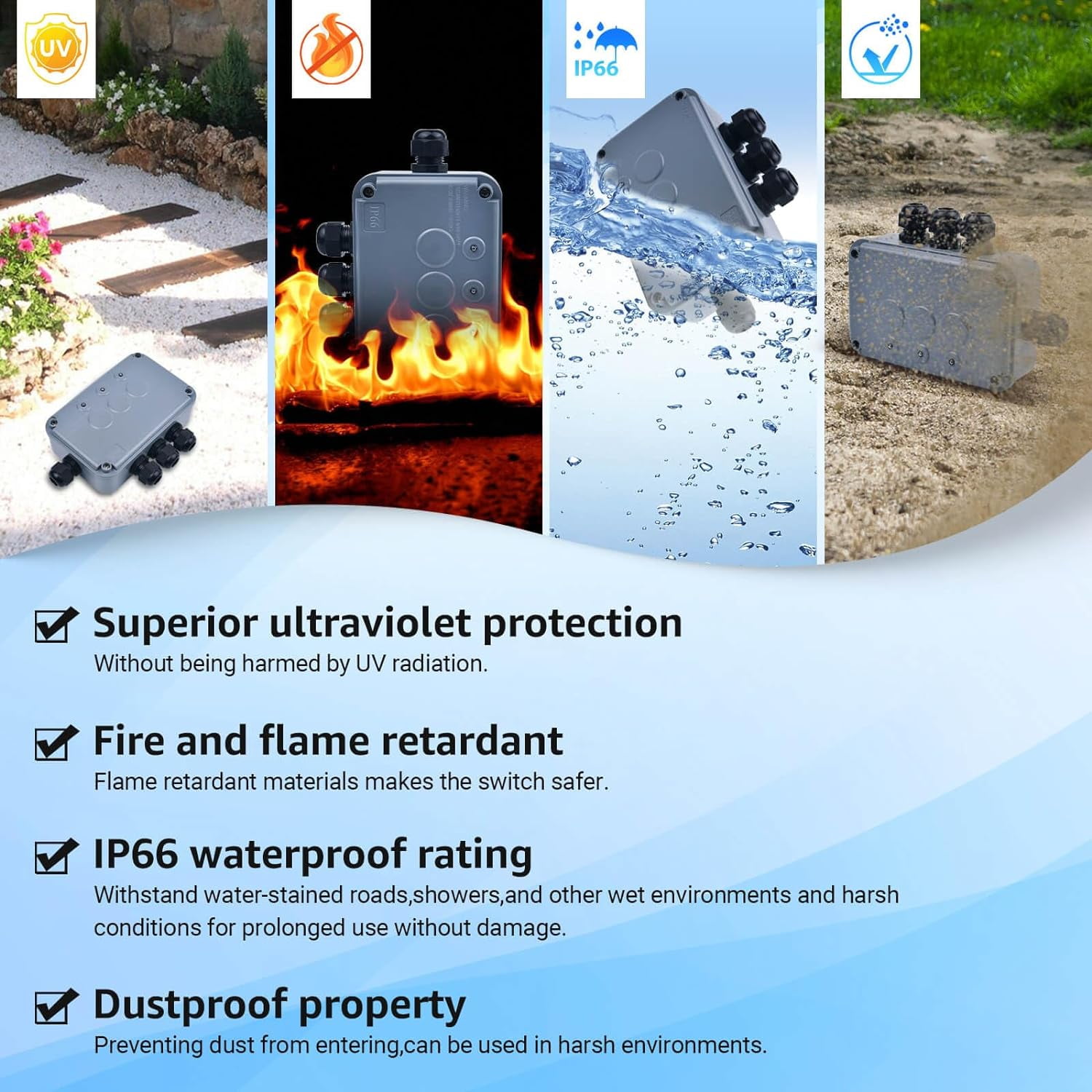 Smart Switch Box,GREENCYCLE 3 Gang Outdoor Switch Box,Upgraded Smart Heavy-Duty Waterproof Outdoor Electrical Box IP66,WiFi Pool Timer Compatible with Tuya/Smart Life,110V-240V,Outdoor Use