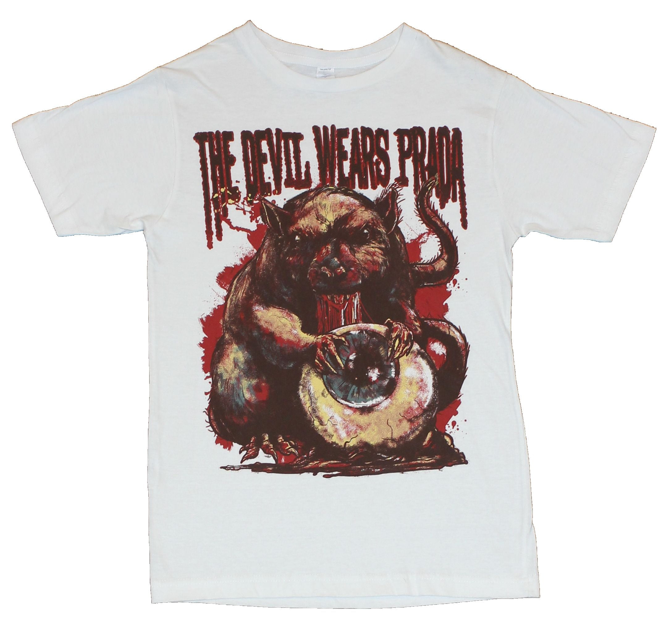 Devil Wears Prada Mens T-Shirt - Bloody Rat Snacking on an Eyeball  (X-Small) 