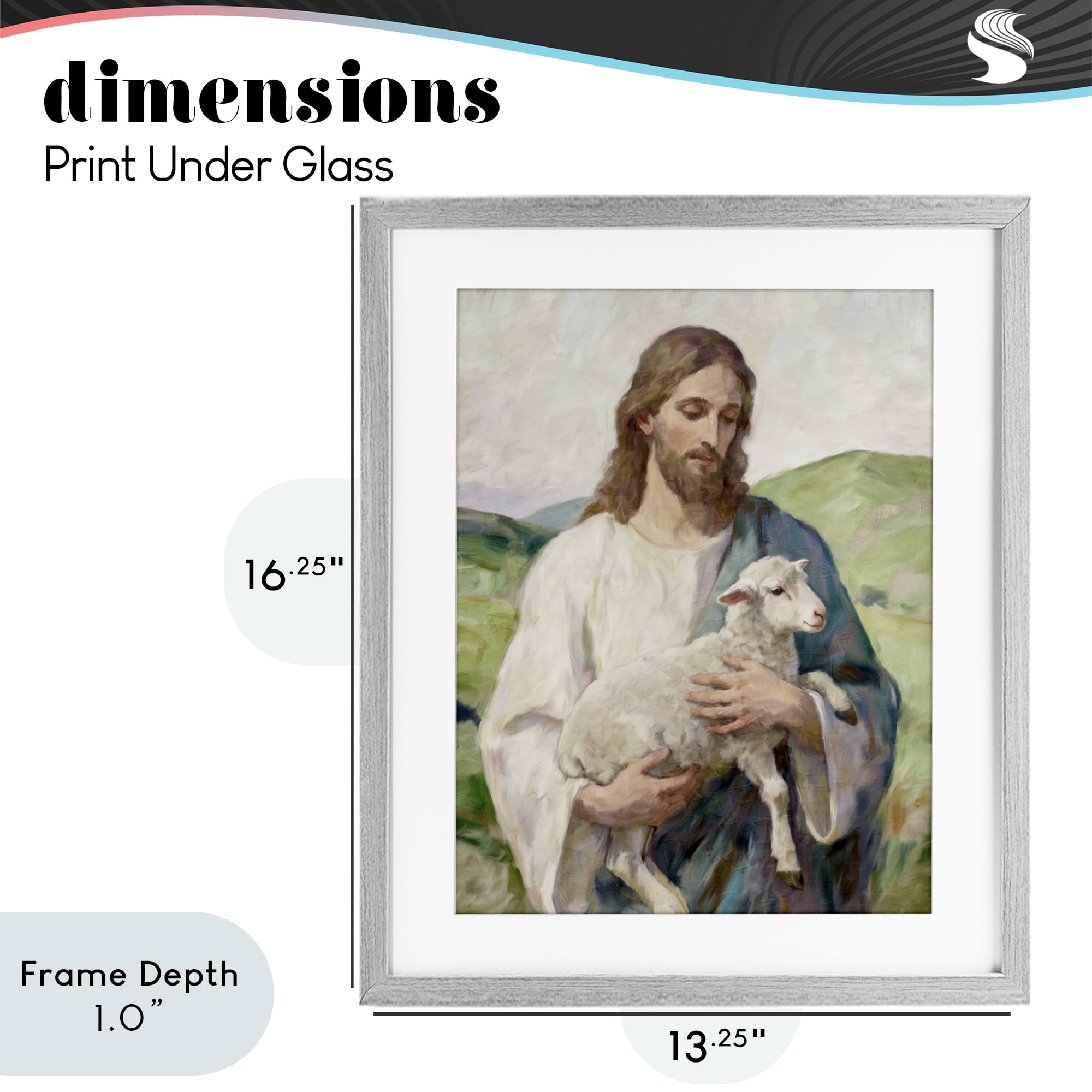 Stupell Industries Little Lamb & Spiritual Figure Gray Framed Print Under Glass, design by Kim Allen