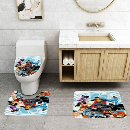 Justice League Unlimited floor mat and toilet set is durable,and adds a nostalgic touch to your bathroom.