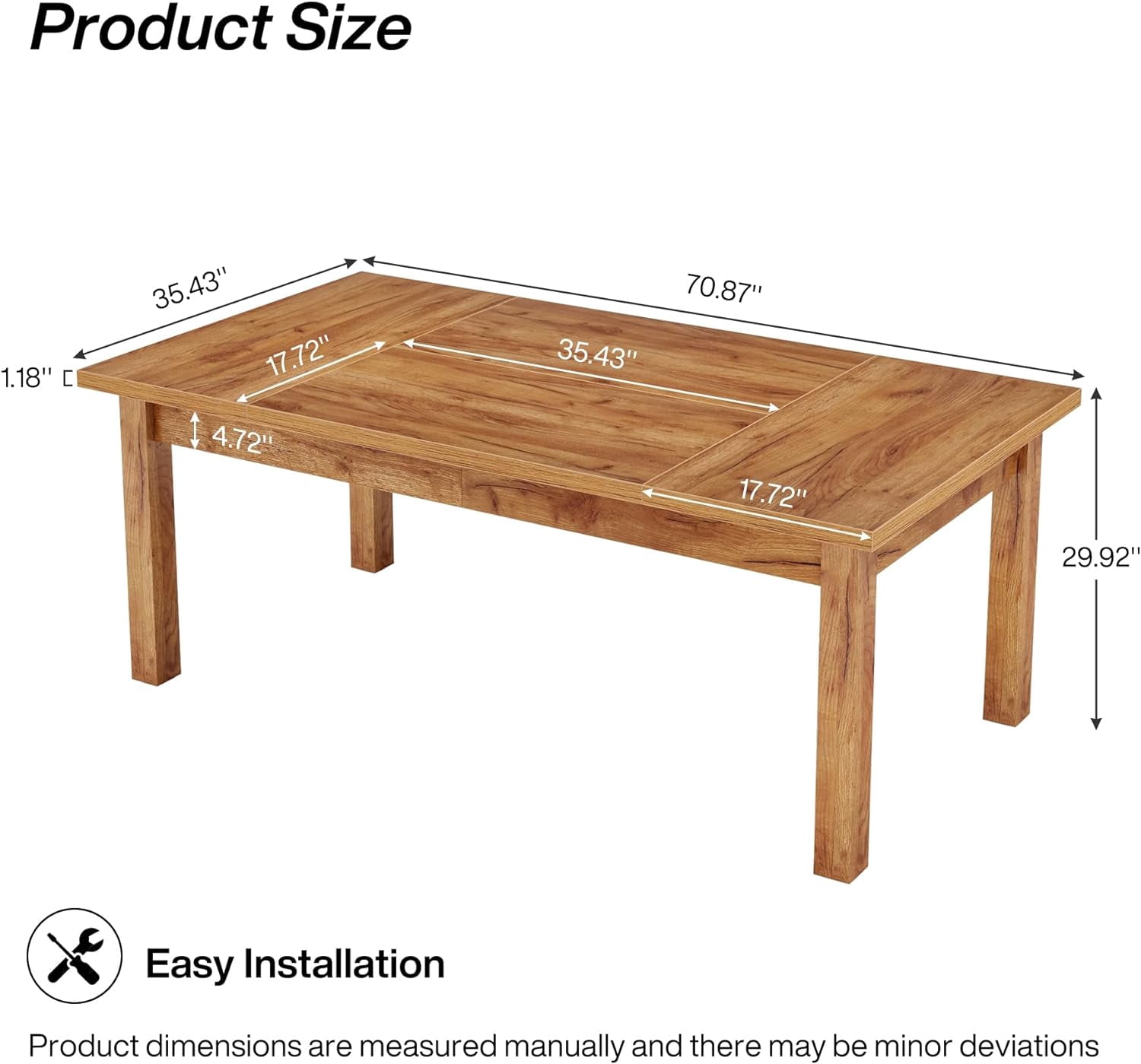 Tribesigns 70.86 in Rectangle Spacious Dining Table, Walnut