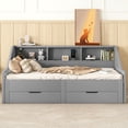 thumbnail image 4 of Harper & Bright Designs Extendable Daybed Twin to King Size with Storage Bookcases, Two Drawers and Charging Design, Modern Wood Day Bed Frame with Pop-up Trundle, Gray, 4 of 13