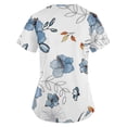 thumbnail image 4 of EHTMSAK Scrub Tops Women Floral with Pocket Nurses Uniform Workwear Tunic Casual Short Sleeve V-Neck Clinic Blouse Carer Top on Clearance Sky Blue 2X, 4 of 7