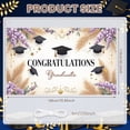 thumbnail image 3 of Purple Floral Graduation Banner Gold Stars Congratulation Display Graduation Cap Palm Leaves Grad Backdrop for Graduation Party College Ceremony Grad Photo Shoot, 3 of 5