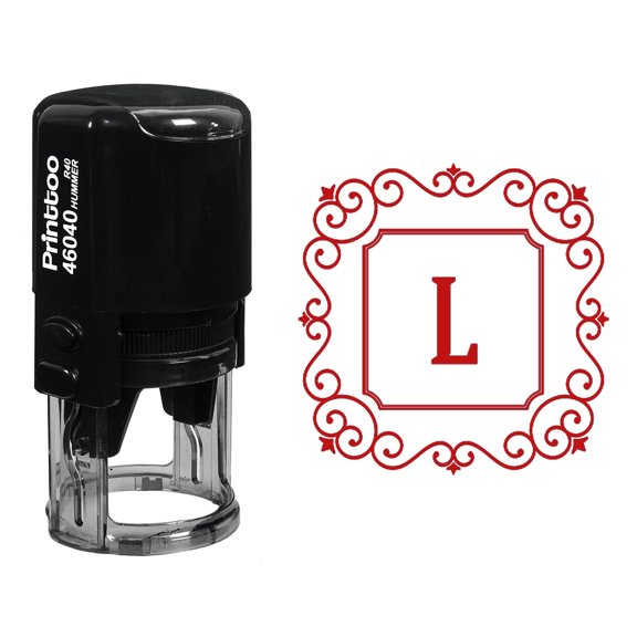 Printtoo Square Swirl Border Alphabet G Monogram Wood Mounted Rubber Stamp Office Stationary