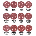 thumbnail image 2 of 100 Piezas de Papel de Lija Orbital Aleatorio con Velcro de 125 mm, Discos de Lija con Velcro Redondos de 8 Orificios de 125 mm para Lijadora Orbital Aleatoria de Grano 20x 40/60/80/120/180, 2 of 4