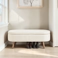 thumbnail image 3 of GZXS Flip-Top Entryway Upholstered Bench in Ivory Boucle, Modern Bedroom End-of-Bed Bench with Hidden Storage and Rubber Wood Legs, 42"L x 16.25"W x 17.75"H, 3 of 6