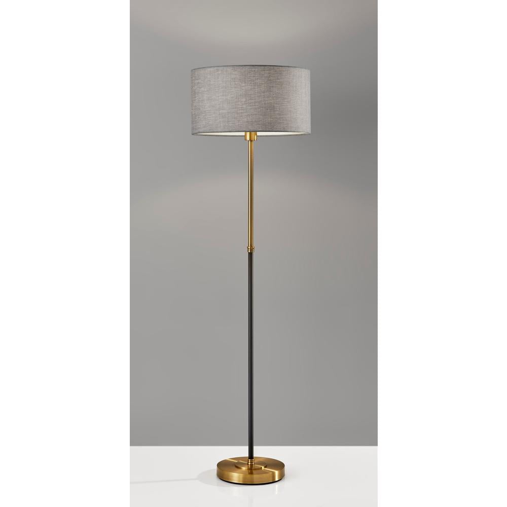 Adesso Bergen Floor Lamp, Black and Antique Brass