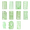 thumbnail image 1 of Juego de herramientas de dibujo para arquitectos y constructores, plantillas de plástico transparente verde de elección profesional, juego de 11 plantillas precisas para oficina, estudio de arte,, 1 of 5