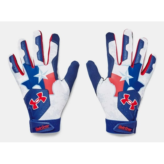 Under Armour Men's UA Clean Up Culture Baseball Batting Gloves 1378762-400 Royal/White/Red