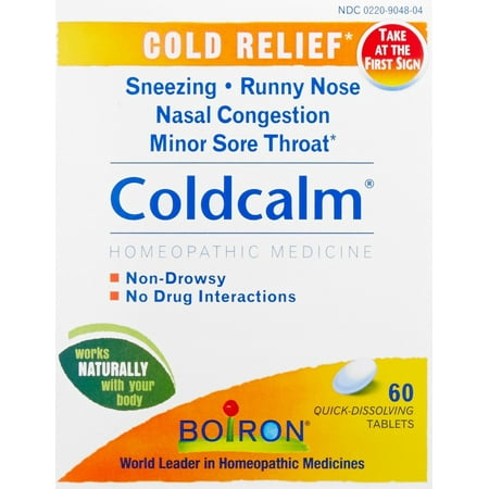 Boiron Coldcalm Cold Relief Medicine, 60 Tablets (Pack of 3). Quick-Dissolvin for Sneezing, Runny Nose, Nasal Congestion and Minor Sore Throat. Non-drowsy Cold Medicine, Natural Active Ingredients